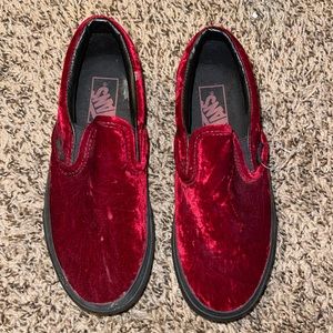 Vans velvet low top slip on sneakers